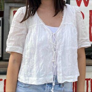 Aritzia - Wilfred Nomad Tie-front Blouse; Size M